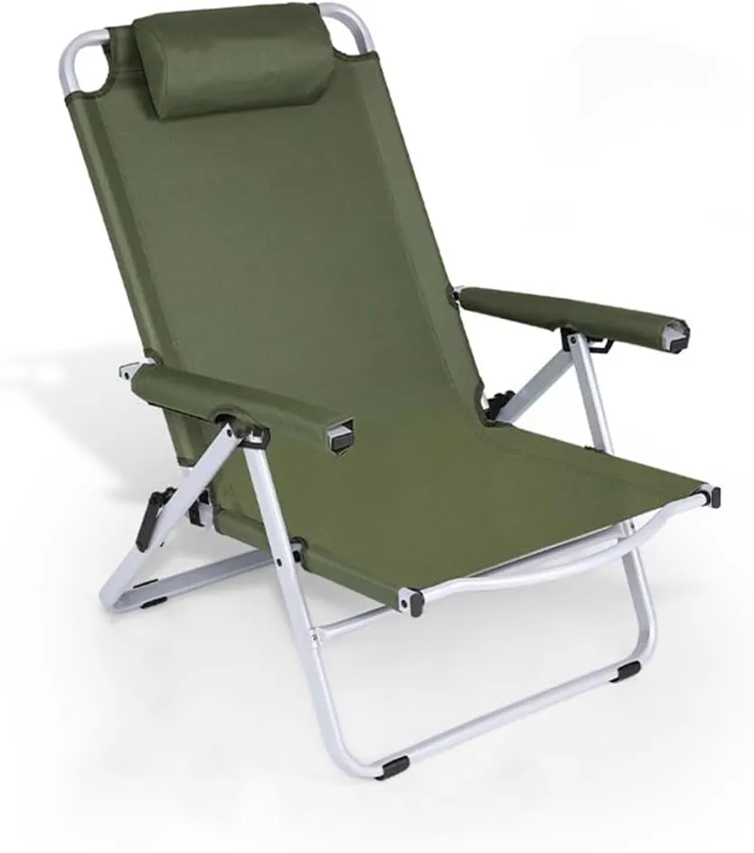 Adjustable Camping Chairs for Adults,Foldable High Back Chair,Portable Outside,Reclining Outdoor Chair Dining Picnic(Khaki) (Green)