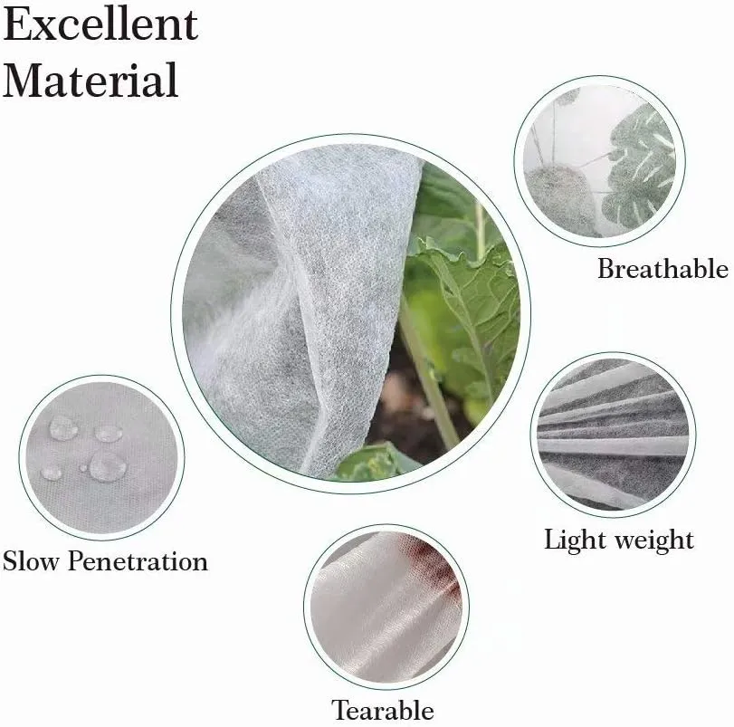 Agfabric Plant Covers Freeze Protection 5'x50' 0.55oz Frost Blankets for Plants Drawstring Bags Shrub Blanket,White
