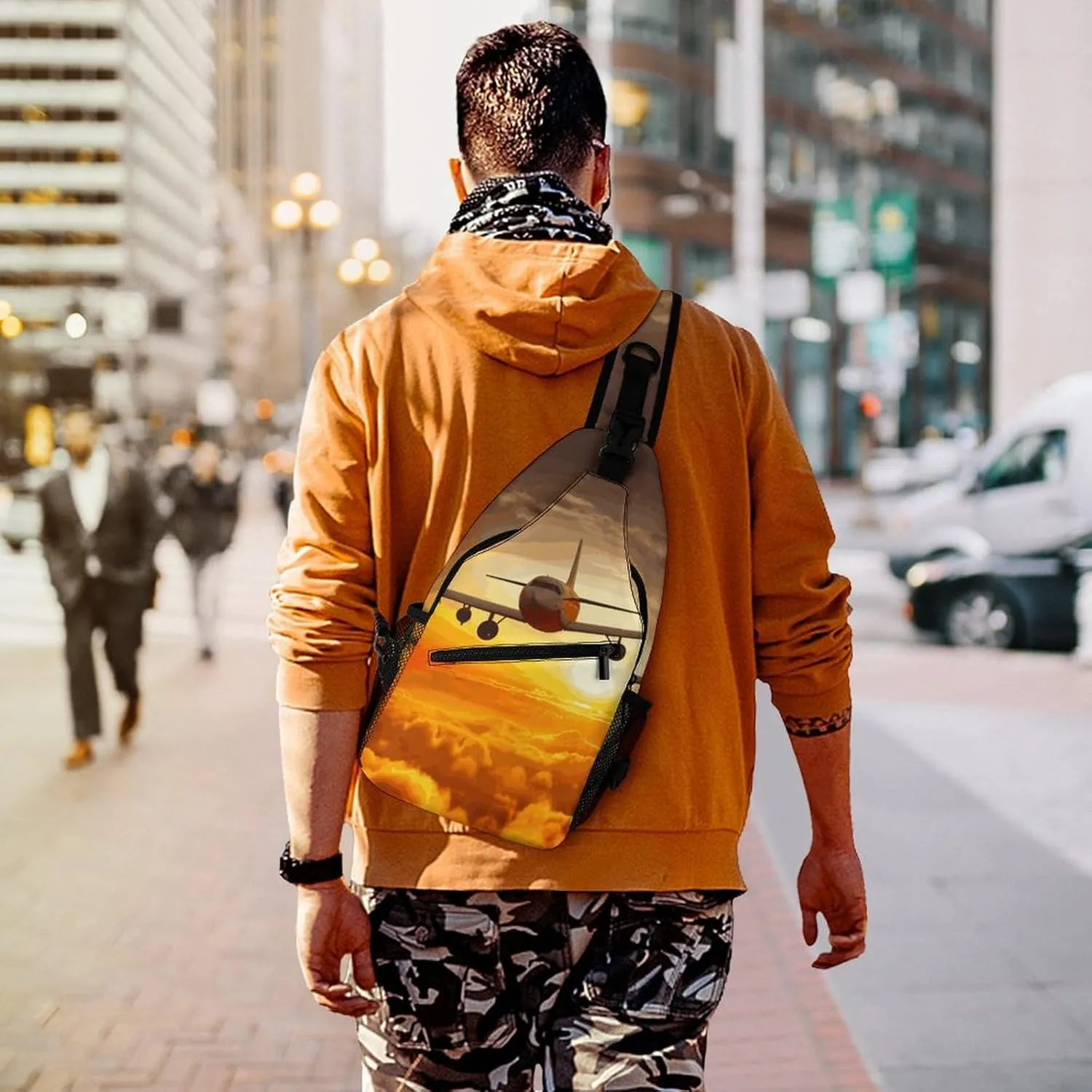 Aircraft Plane at Sunset Sling Bag Crossbody Bags Cross Body Bag Fanny Packs Chest Bags Sling Purses for Travel
