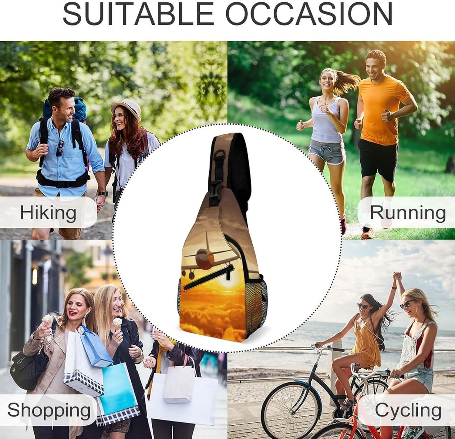 Aircraft Plane at Sunset Sling Bag Crossbody Bags Cross Body Bag Fanny Packs Chest Bags Sling Purses for Travel