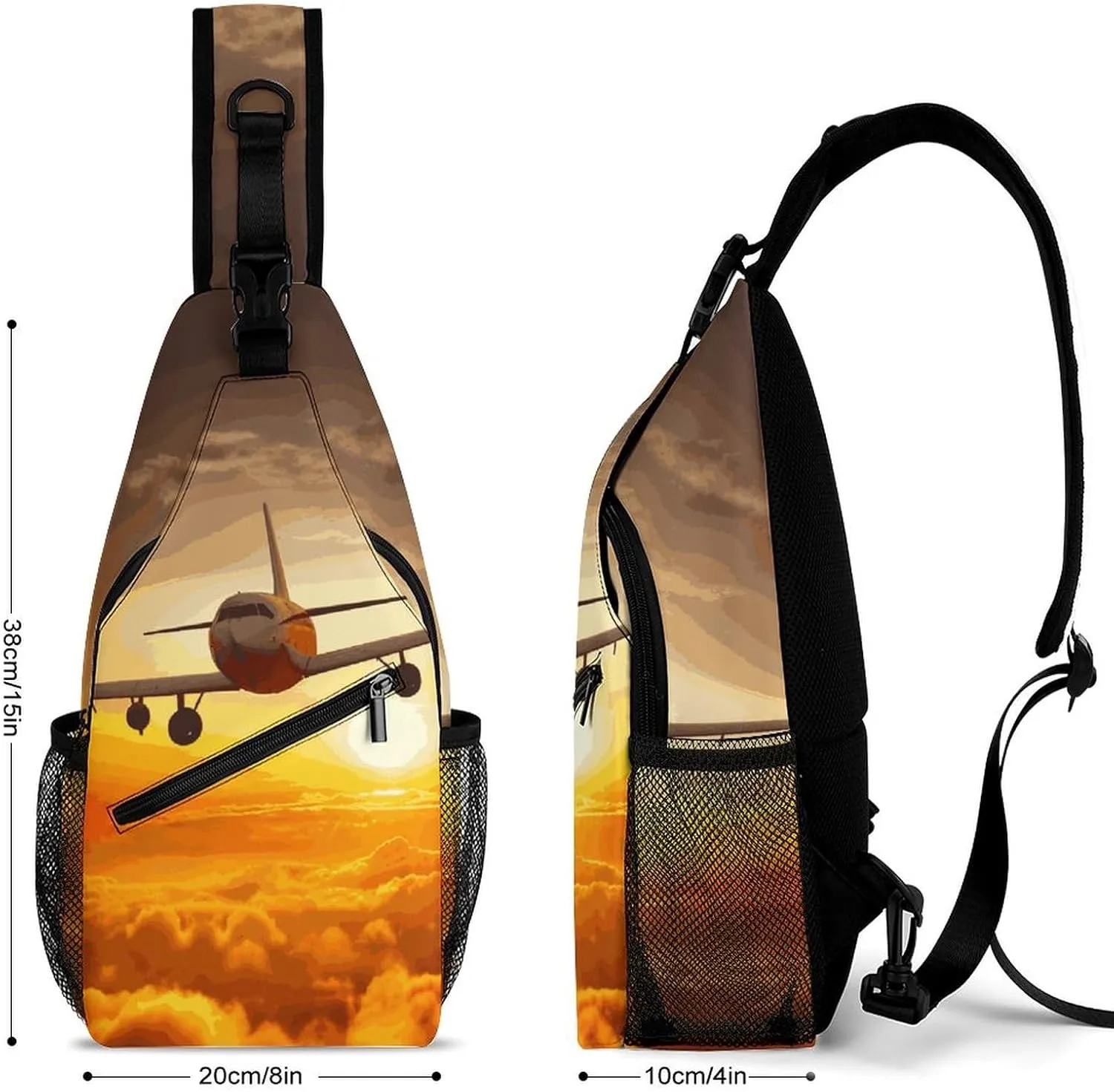 Aircraft Plane at Sunset Sling Bag Crossbody Bags Cross Body Bag Fanny Packs Chest Bags Sling Purses for Travel