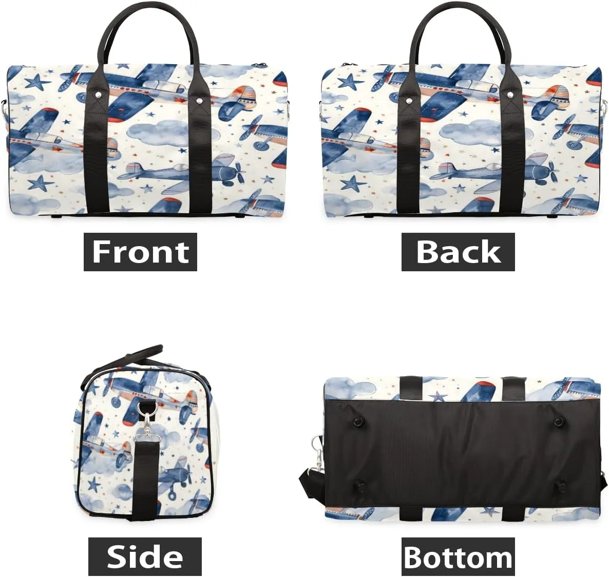 Airplanes Travel Duffle Bag, Sports Gym Bags for Women Men, Carry On Weekender Overnight Workout Airplane Trips Bag