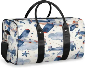 Airplanes Travel Duffle Bag, Sports Gym Bags for Women Men, Carry On Weekender Overnight Workout Airplane Trips Bag