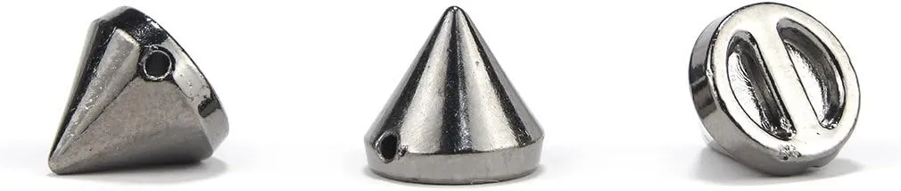 AIYUE 100pcs 12mm Silver Gold Gun Black Acrylic Bullet Spike Cone Studs, Beads, Sew On, Glue On, Stick On, DIY Garments, Bags & Shoes Embellishment (Gun black100)
