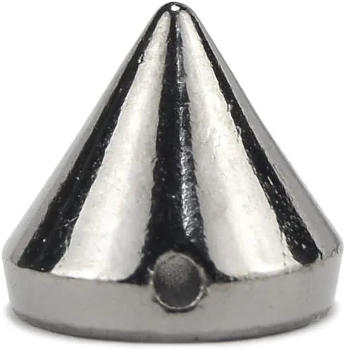 AIYUE 100pcs 12mm Silver Gold Gun Black Acrylic Bullet Spike Cone Studs, Beads, Sew On, Glue On, Stick On, DIY Garments, Bags & Shoes Embellishment (Gun black100)