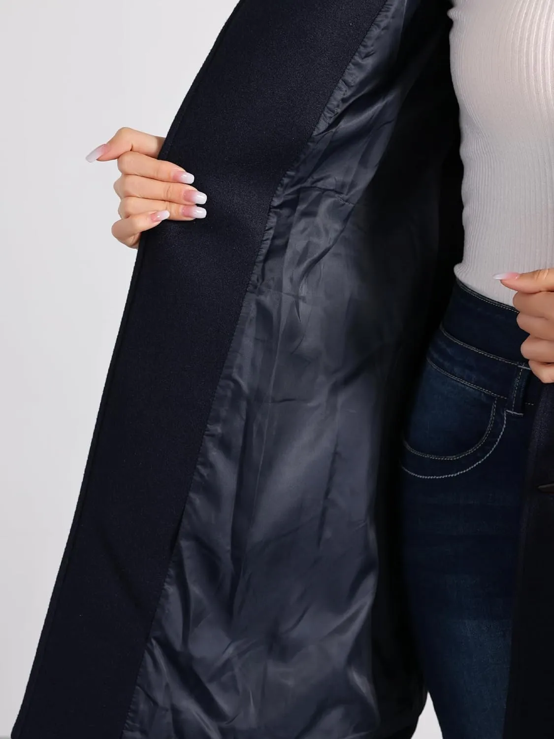 Allegra K Women's Winter Overcoat Mid-thigh Hooded Toggle Duffle Long Coat