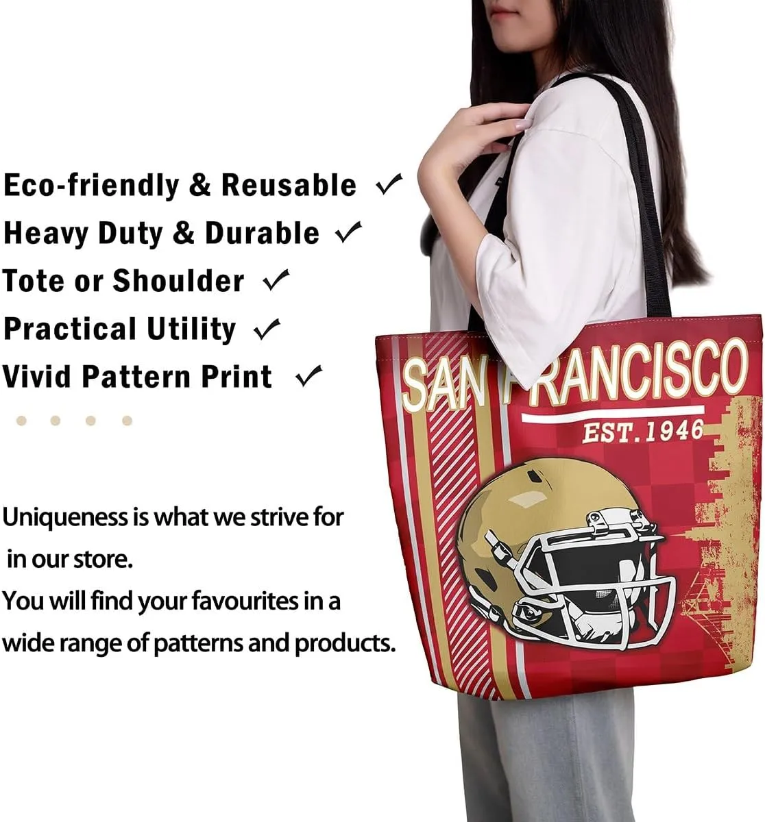 American Football City Canvas Tote Bag Football Sports Ball Game Travel Shopping Bag,Teen Rugby Helmet