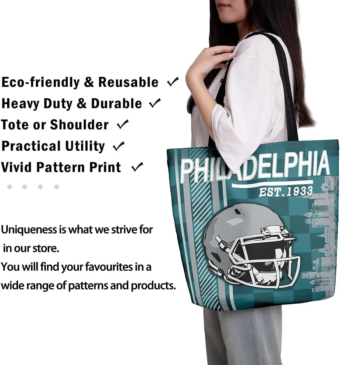 American Football City Canvas Tote Bag Football Sports Ball Game Travel Shopping Bag,Teen Rugby Helmet