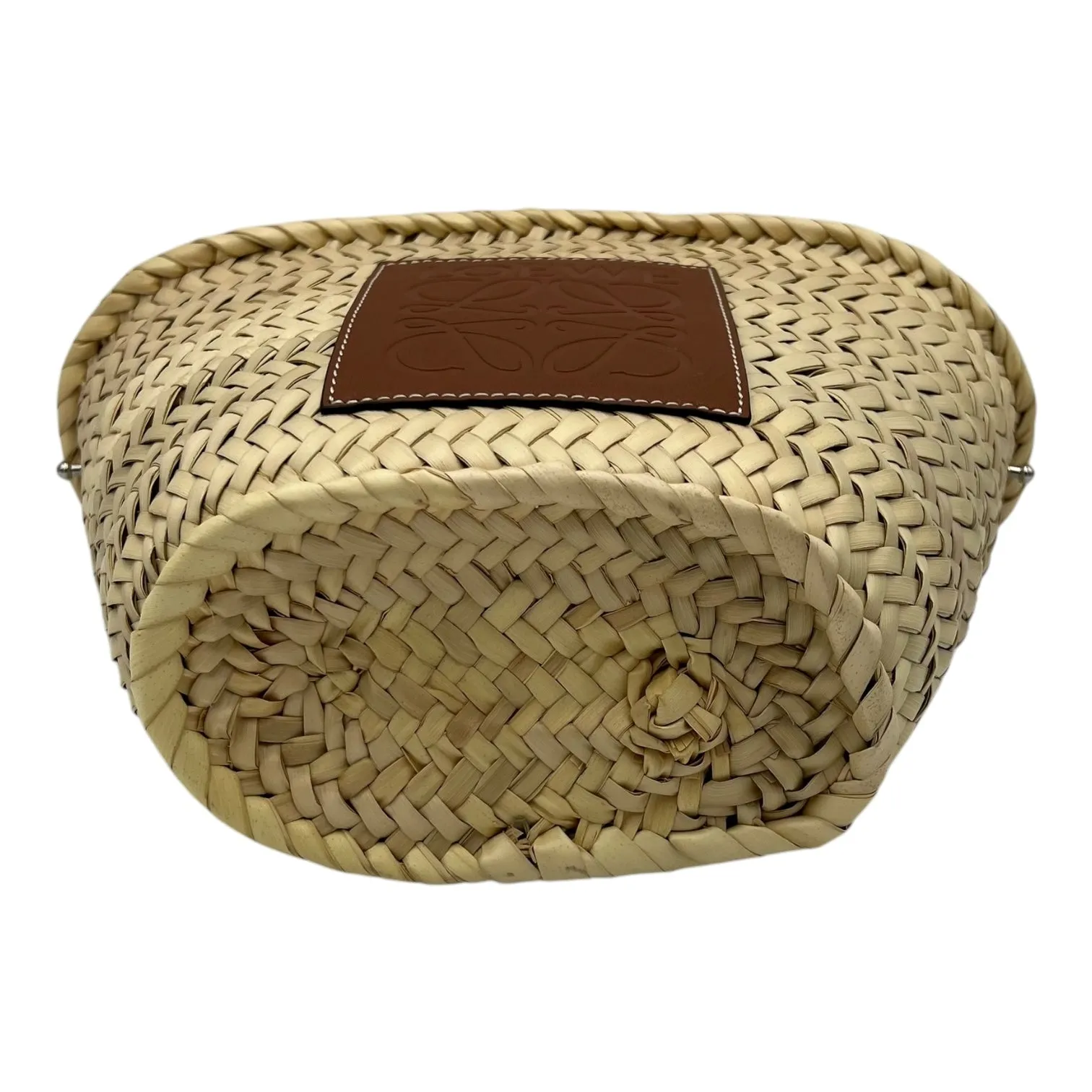 Anagram Bucket Bag Beige in Raffia, Silver hardware