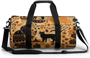 Animals And Pumpkins Gym Bag Small Travel Duffle Bag with Compartment Carry On Weekender Bag for Women Men