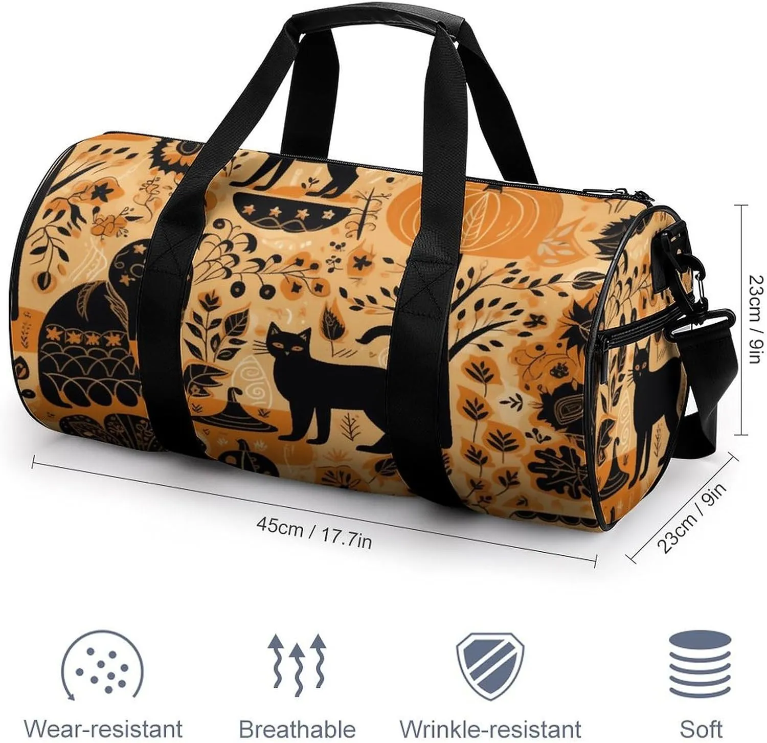 Animals And Pumpkins Gym Bag Small Travel Duffle Bag with Compartment Carry On Weekender Bag for Women Men
