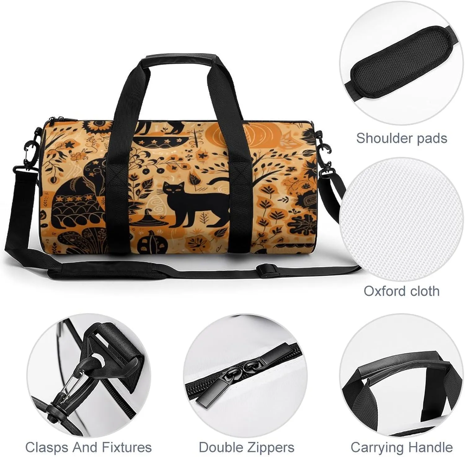 Animals And Pumpkins Gym Bag Small Travel Duffle Bag with Compartment Carry On Weekender Bag for Women Men
