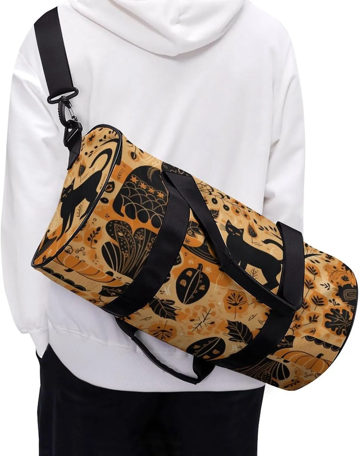 Animals And Pumpkins Gym Bag Small Travel Duffle Bag with Compartment Carry On Weekender Bag for Women Men