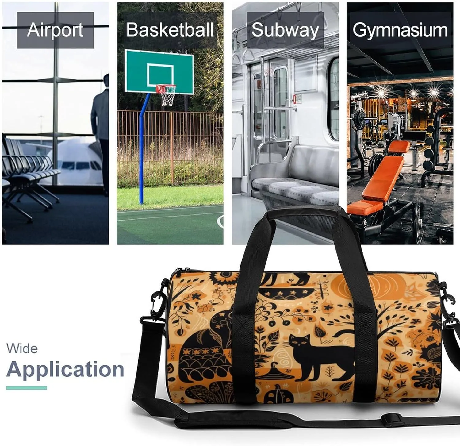 Animals And Pumpkins Gym Bag Small Travel Duffle Bag with Compartment Carry On Weekender Bag for Women Men