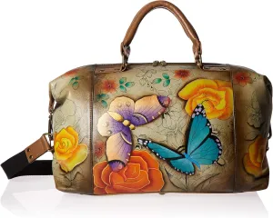 Anna by Anuschka Women's Medium Shoulder Hobo Handpainted Leather Large Travel Tote-Serengeti Sunset