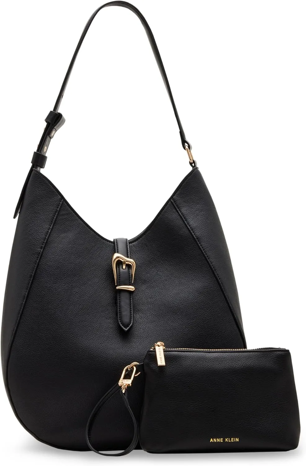 Anne Klein North South Hobo with Sculpted buckle detailing and pouch