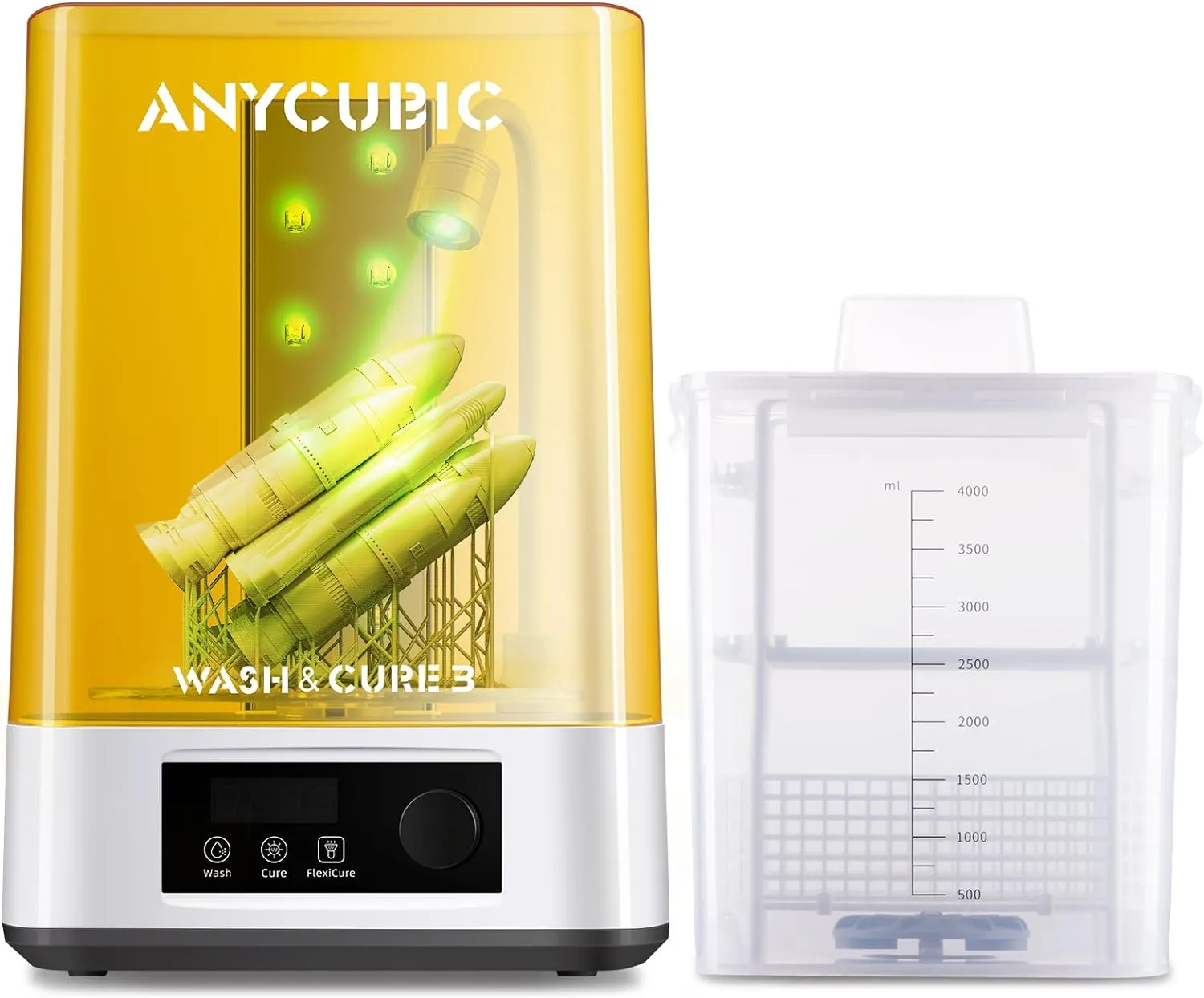 ANYCUBIC Wash and Cure 3, Upgraded Volume 2 in 1 Wash and Cure Station, with Gooseneck Lights, for Mars Anycubic Photon Mono 4 K 2 LCD SLA DLP 3D Printer, Washing Size of 165 x 100 x180 mm