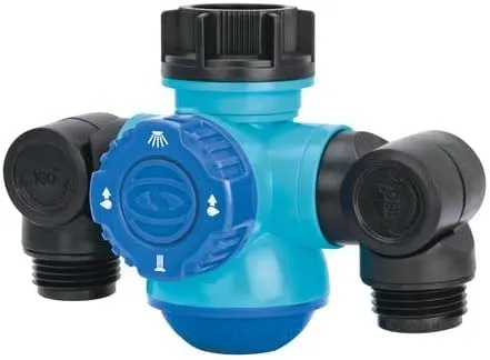 Aqua Joe SJI-MFGA2 Multi-Function Outdoor Faucet and Dual Garden Hose Tap Connecter