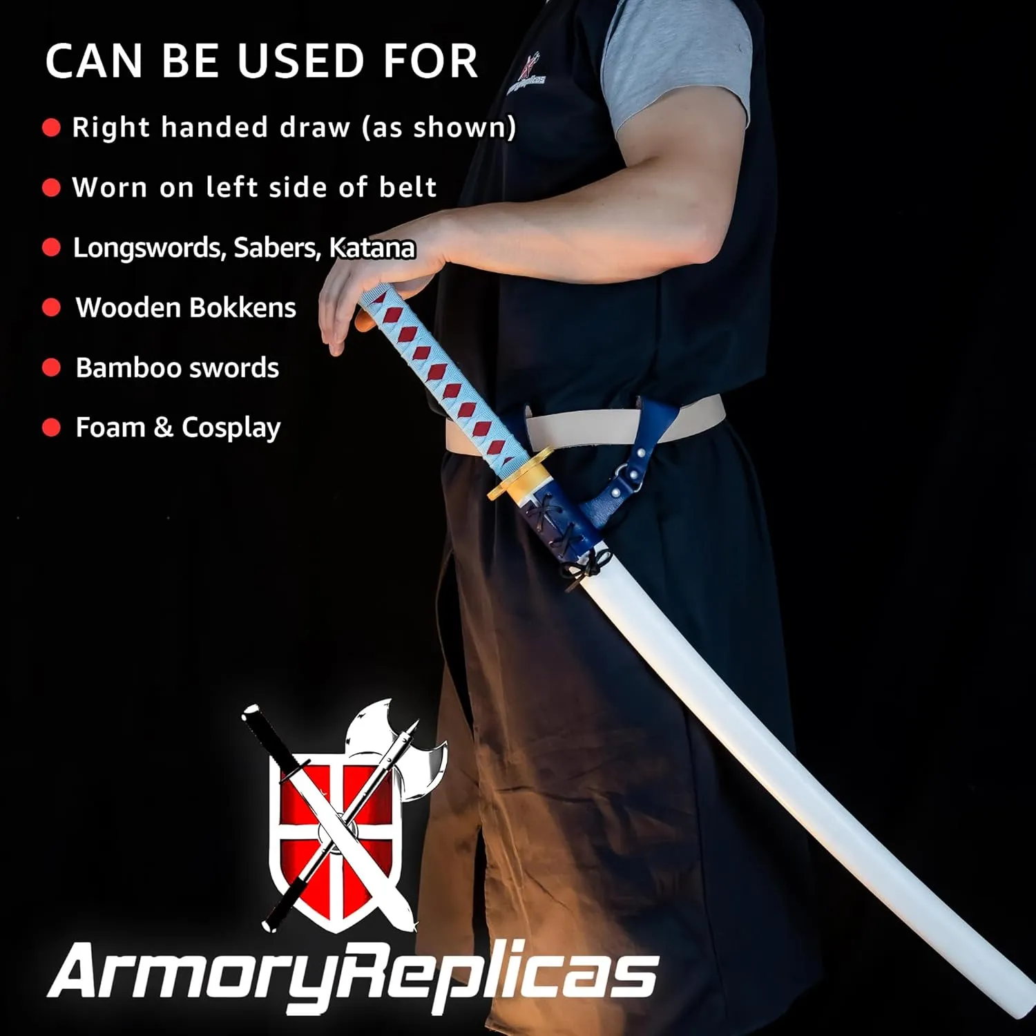 Armory Replicas™ - Premium Leather Sword Holster - Medieval Inspired Handcreafted Costume LARP Weapon Frog Accessory