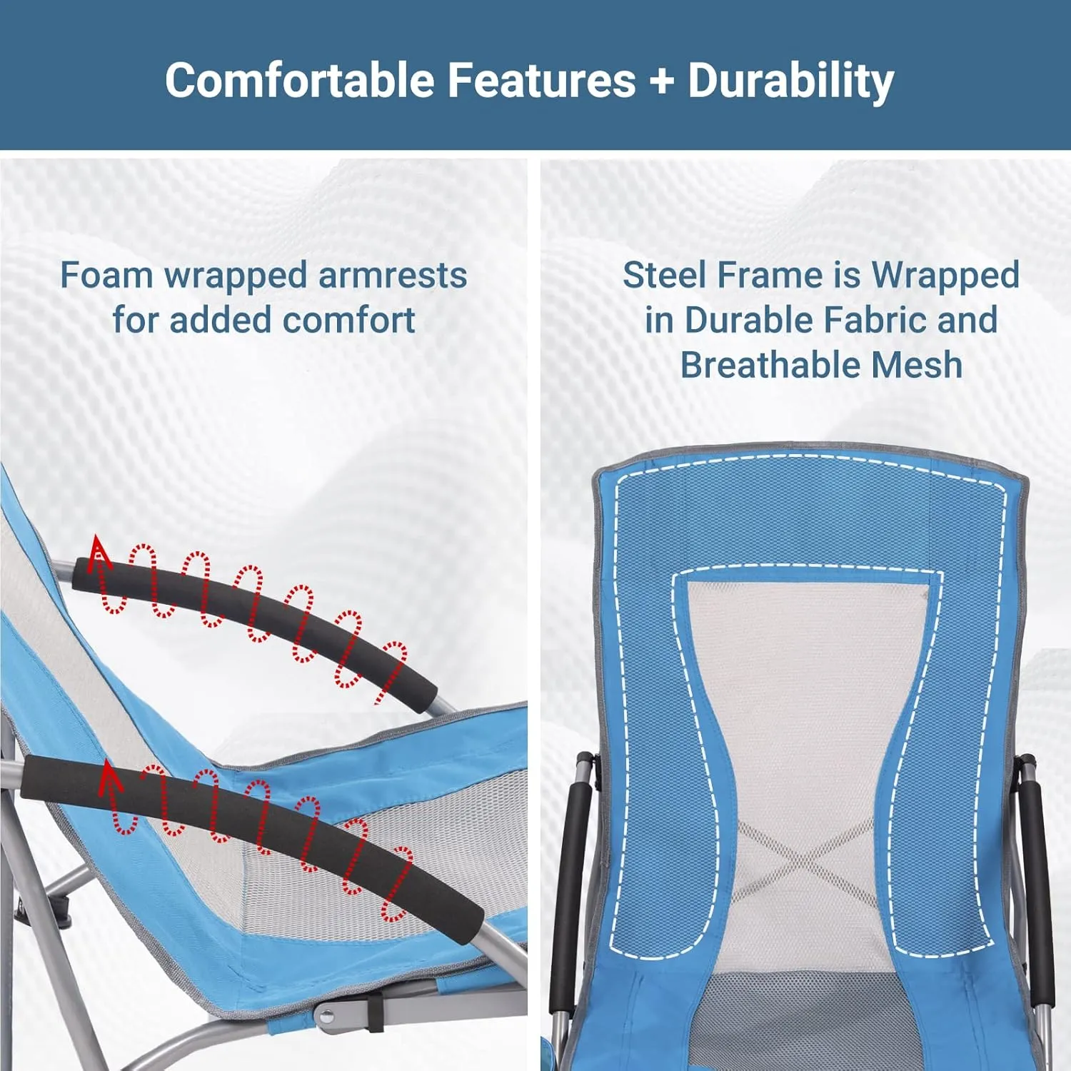 AsterOutdoor Low Sling Beach Chair Folding Lightweight Mesh Back Sand Chair for Camping Outdoor Lawn, Carry Bag Included, Supports 250lbs