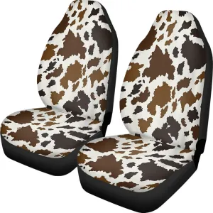 Auto Seat Covers, Brown Cowhide Design Car Accessories for Interior Decor, Front Seat Covers Full Set, Universal Fit Most Cars Women Men