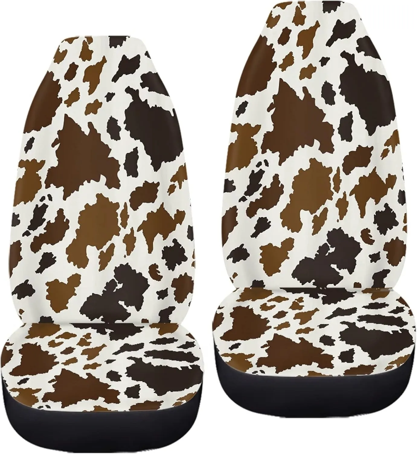 Auto Seat Covers, Brown Cowhide Design Car Accessories for Interior Decor, Front Seat Covers Full Set, Universal Fit Most Cars Women Men