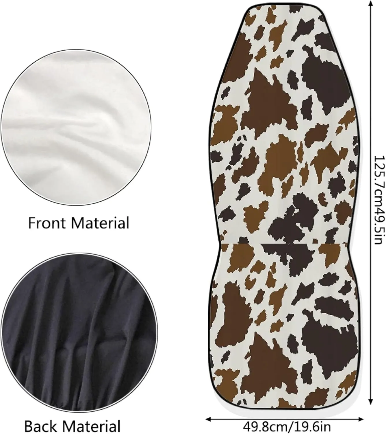 Auto Seat Covers, Brown Cowhide Design Car Accessories for Interior Decor, Front Seat Covers Full Set, Universal Fit Most Cars Women Men