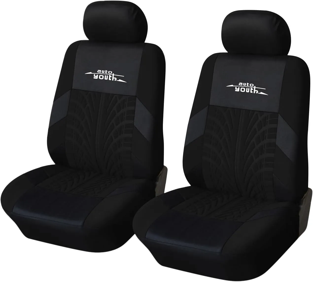 AUTOYOUTH Car Seat Covers for Front Seats, Breathable and Washable Bucket Seat Covers for Cars, Truck, SUV, Vans Airbag Compatible Automotive Interior Covers, Black…