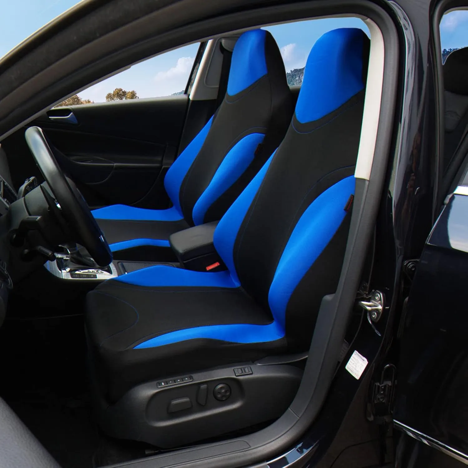 AUTOYOUTH High Back Bucket Seat Covers Front Seats Only Universal Fit Airbag Compatible Fit for Vehicles, Auto, Suvs, Trucks, Sedans, Vans, Cars, Set of 2, Blue