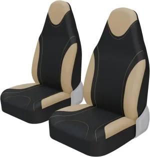 AUTOYOUTH High Back Bucket Seat Covers Universal Fit Car Seat Cover for Front Only Airbag Compatible Fit for Vehicles, Auto, Suvs, Trucks, Sedans, Vans, Cars,Set of 2, Beige