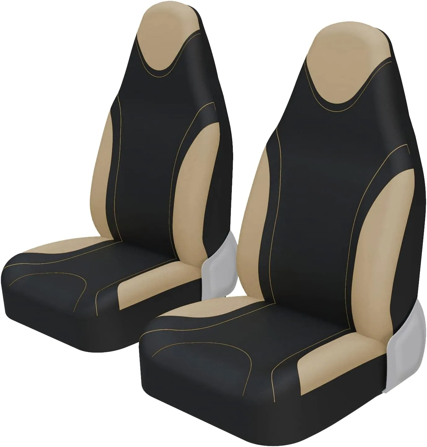 AUTOYOUTH High Back Bucket Seat Covers Universal Fit Car Seat Cover for Front Only Airbag Compatible Fit for Vehicles, Auto, Suvs, Trucks, Sedans, Vans, Cars,Set of 2, Beige