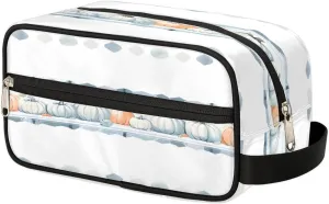 Autumn Harvest White Pumpkin Travel Toiletry Bag for Women Men Waterproof Cosmetic Makeup Bag Shaving Bag Storage Bags with Handle for Toiletries and Shaving Accessories