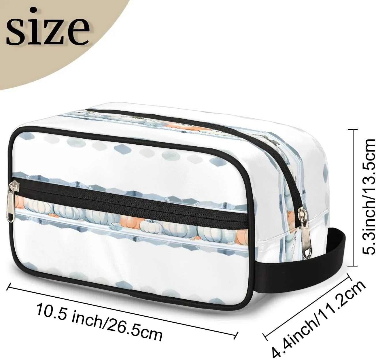 Autumn Harvest White Pumpkin Travel Toiletry Bag for Women Men Waterproof Cosmetic Makeup Bag Shaving Bag Storage Bags with Handle for Toiletries and Shaving Accessories