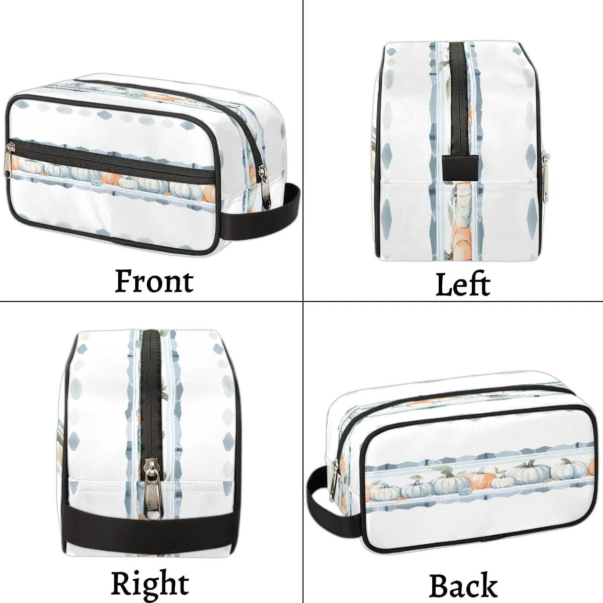 Autumn Harvest White Pumpkin Travel Toiletry Bag for Women Men Waterproof Cosmetic Makeup Bag Shaving Bag Storage Bags with Handle for Toiletries and Shaving Accessories