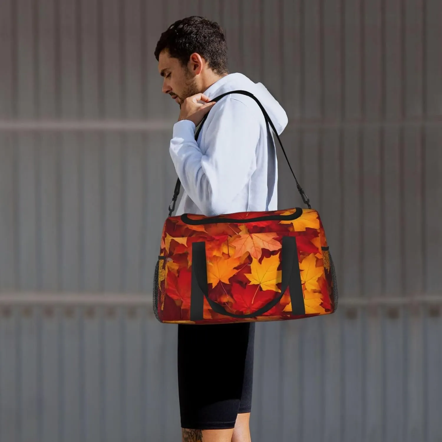 Autumn Leaves Fall Maple Travel Weekender Overnight Bags Foldable Hand Travel Bag Sport Gym Duffel Bag For Men Women