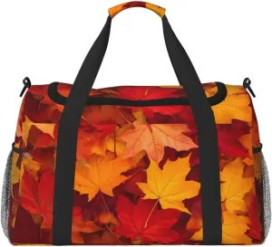 Autumn Leaves Fall Maple Travel Weekender Overnight Bags Foldable Hand Travel Bag Sport Gym Duffel Bag For Men Women