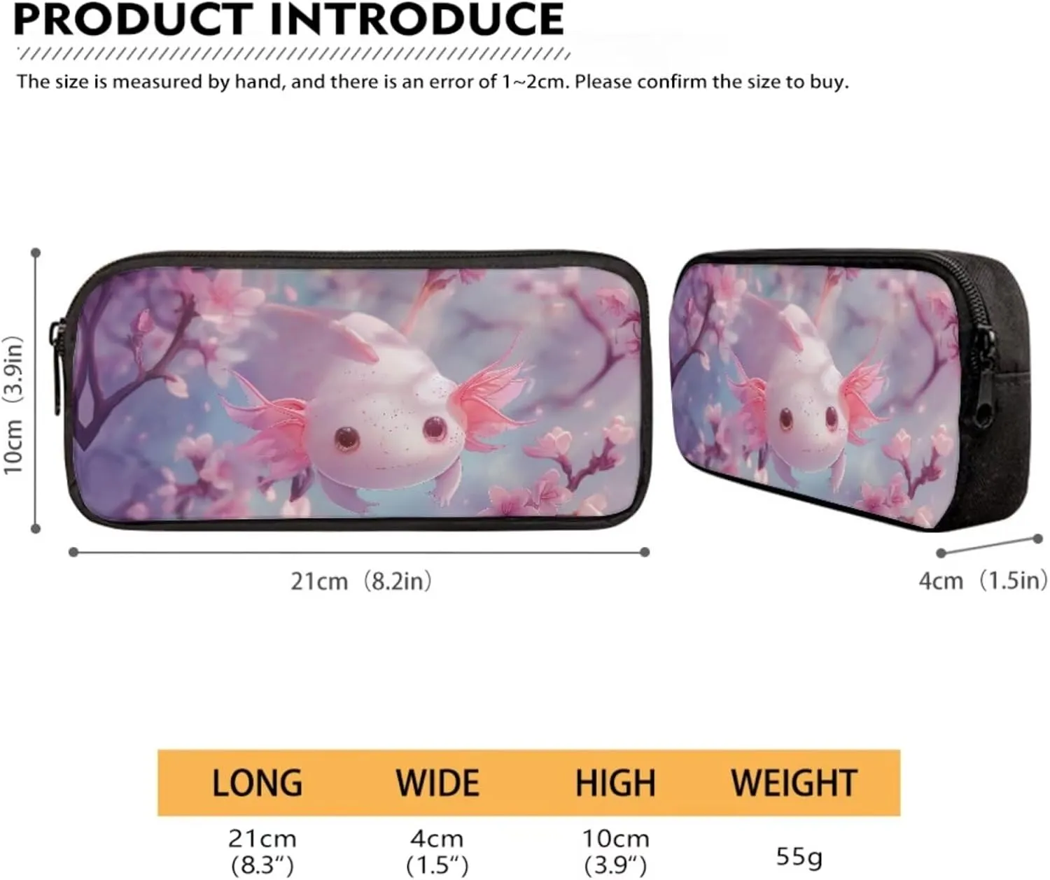 Axolotl Bookbag Set for Preschool Girls School Backpack with Lunchbox Pencil Case 6-8 Kids Cute Large School Bags Cherry Blossom Student Hiking Camping Backpacks Daypack