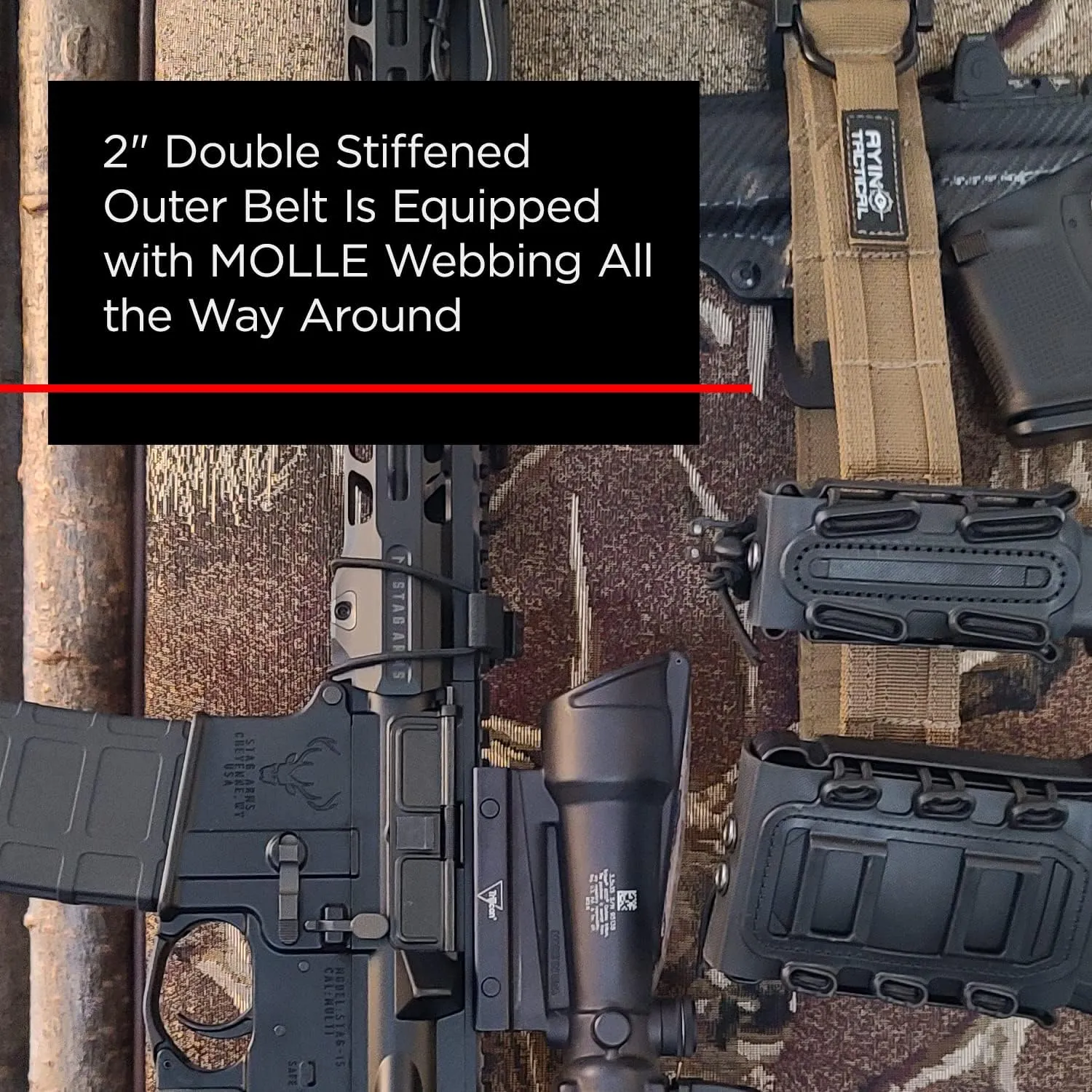 AYIN TACTICAL Quick Release Rigger MOLLE Belt - 1.5 inch Inner & 2 inch Outer Range Tactical Heavy Duty