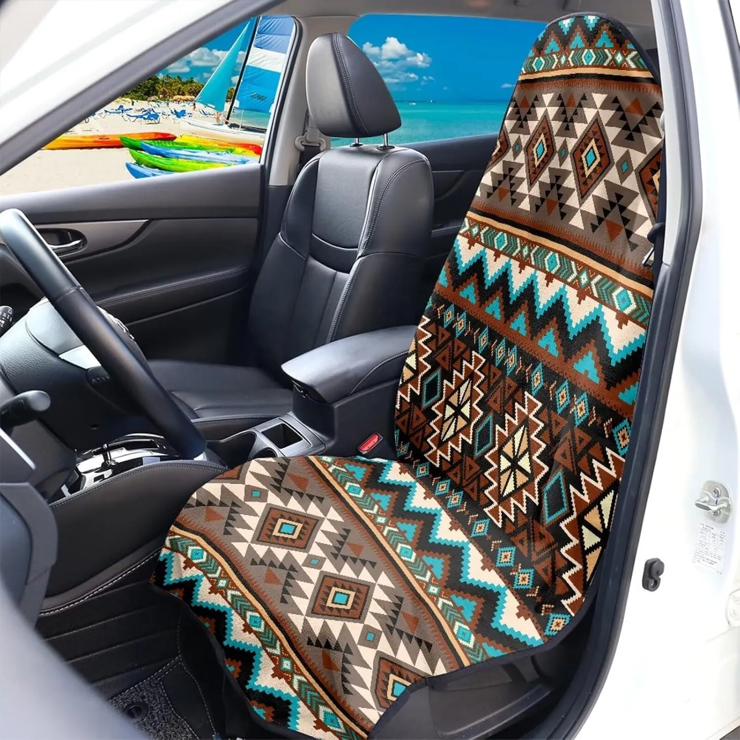 Aztec Car Seat Cover Front Seats Only Universal Fit Most Cars Anti-Slip Back Fabric Waterproof Bucket Towel Seat Covers for Trucks SUV Jeep