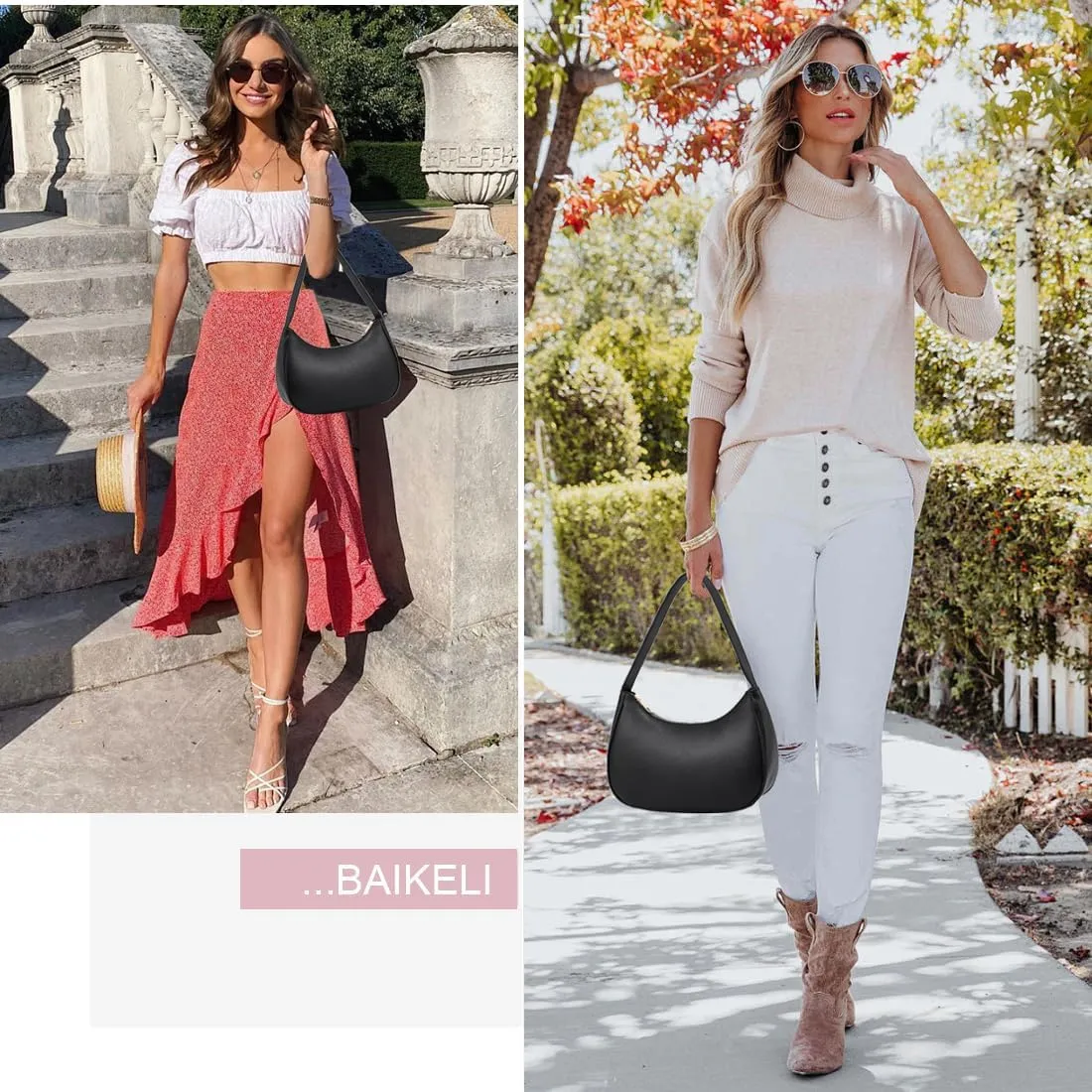 BAIKELI Crescent Shoulder Bags for Women Small Shoulder Purse Handbag Retro Classic Clutch Hobo Tote Bag Underarm Purse