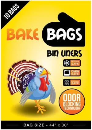 Bake Bags Bin Liners Garden Bags for Waste, Debris, Harvest Storage, Leaves, Home Lawn, Garden, Yard, Gardening, Farming Supplies, Puncture-Resistant Bag, Odor-Proof, 44"x30", 10-Pack