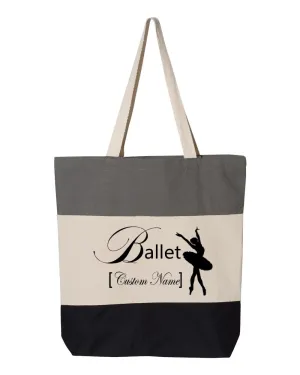 Ballerina tote bag, Personalize ballerina tote bag for girls, Ballet tote gift for women, Ballerina Dance Tote Bag, Personalized Ballet Gift (15"L x 15"H x 3"D, Tri-Color Grey)