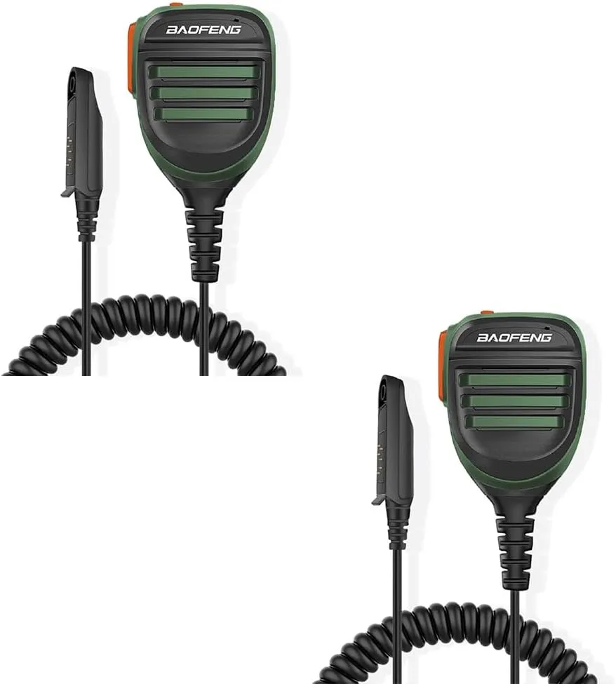 BAOFENG 2 Pack UV-9R Plus Ham Radio Dual PTT Mic SQ27K Waterproof Remote Shoulder Mic Handheld for GMRS Two Way Radio UV-9R PRO GMRS-9R UV-9G UV-XR