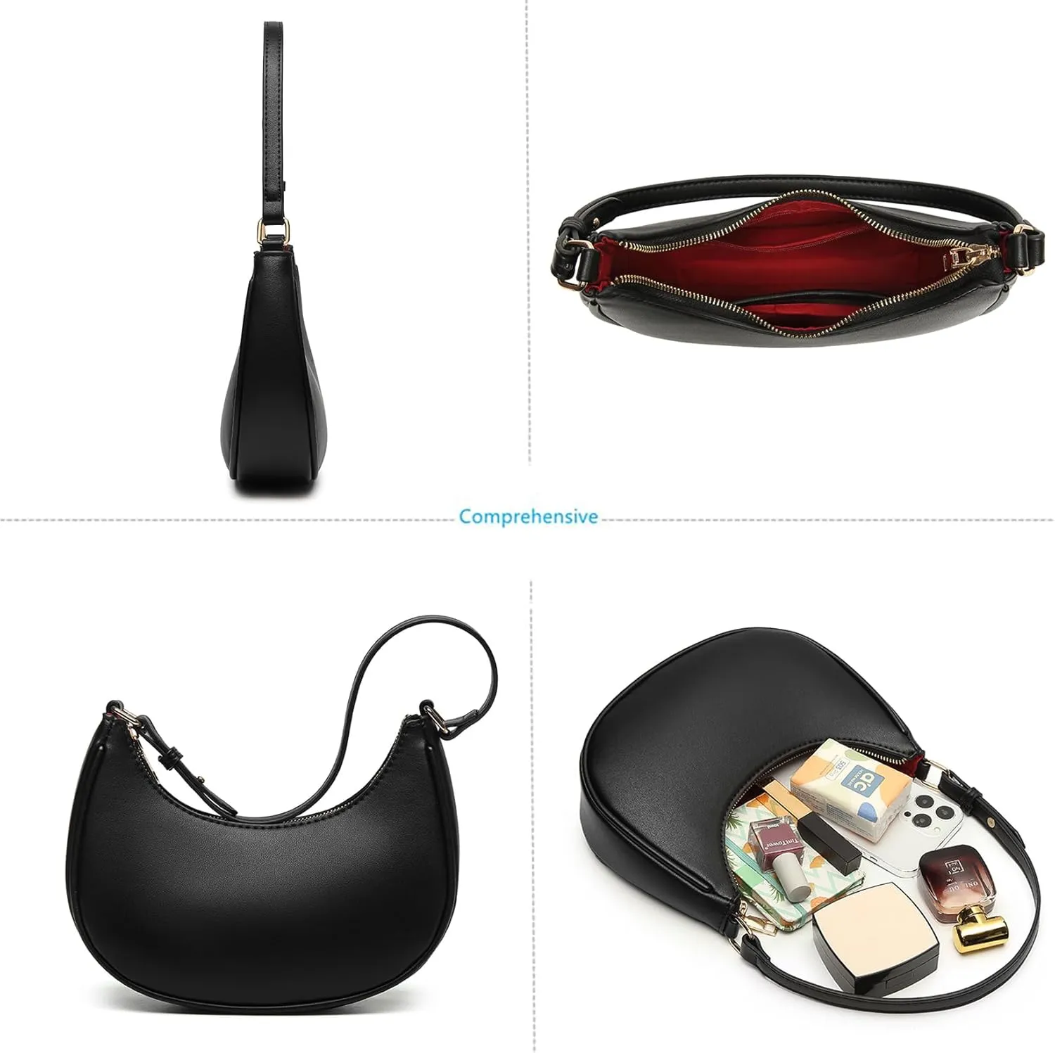 Barabum Retro Classic Hobo Clutch Shoulder Tote Clutch HandBag with Zipper Closure for Women