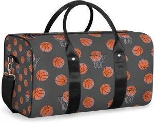 Basketball Travel Duffle Bag, Weekender Bags for Women Men Gray Carry on Overnight Bag Waterproof Gym Bags, Hospital Bag for Labor and Delivery