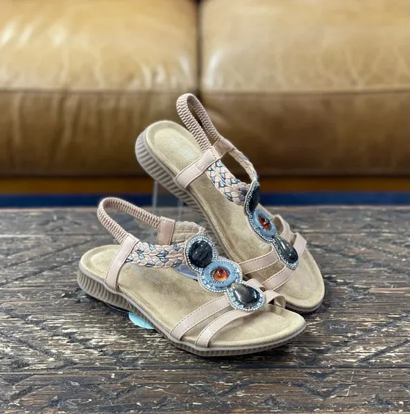 Bay Lane 3 Gem Sling Back Sandal Camel 6