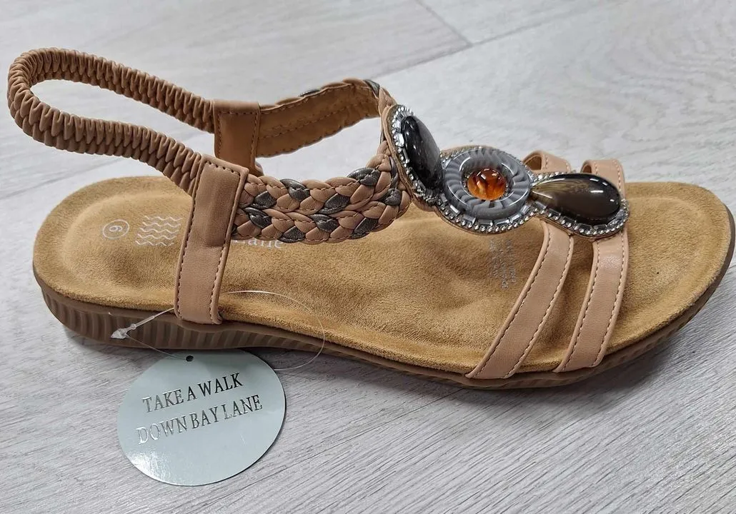 Bay Lane 3 Gem Sling Back Sandal Camel 6