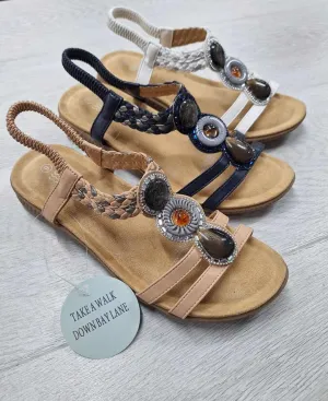 Bay Lane 3 Gem Sling Back Sandal Camel 6