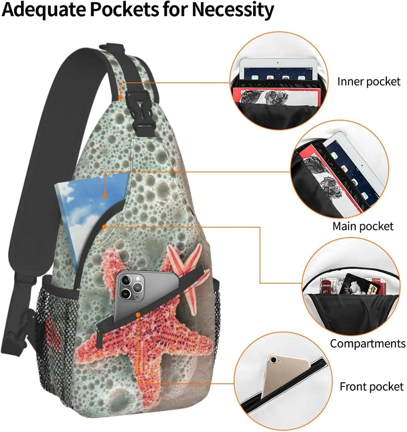 Beach Sling Bag Palm Crossbody Chest Daypack Casual Backpack Beach Shoulder Bag