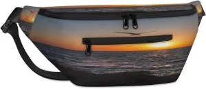 Beach Sunset Seagull Crossbody Sling Bag for Women Men Crossbody Backpack with 4 Zipper Pockets Fanny Pack Shoulder Casual Daypack for Travel Running Hiking Cycling